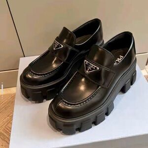 Prada Black Chunky Loafers